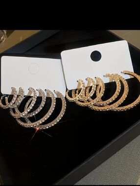 Sparkling Crystal Hoop Earring Bundle - Gold & Sliver